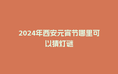 2024年西安元宵节哪里可以猜灯谜