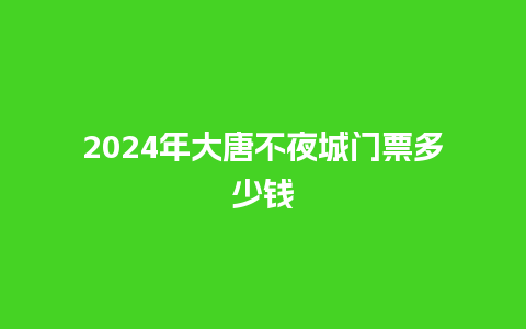 2024年大唐不夜城门票多少钱