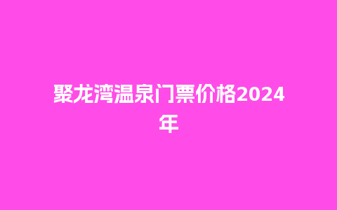 聚龙湾温泉门票价格2024年