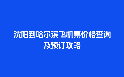 沈阳到哈尔滨飞机票价格查询及预订攻略