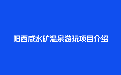 阳西咸水矿温泉游玩项目介绍