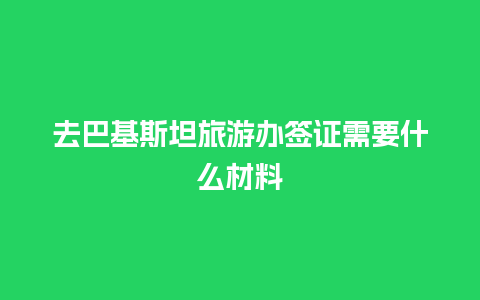 去巴基斯坦旅游办签证需要什么材料