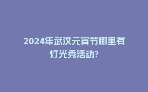 2024年武汉元宵节哪里有灯光秀活动?