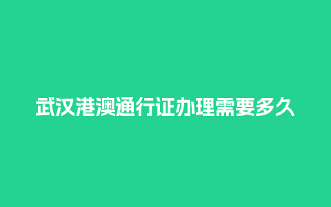 武汉港澳通行证办理需要多久