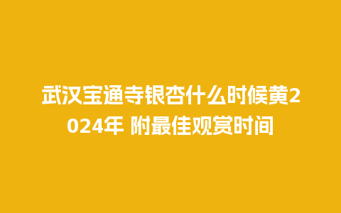 武汉宝通寺银杏什么时候黄2024年 附最佳观赏时间