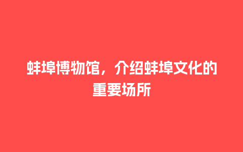 蚌埠博物馆，介绍蚌埠文化的重要场所