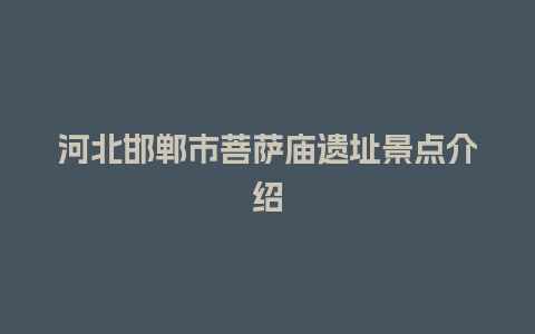 河北邯郸市菩萨庙遗址景点介绍