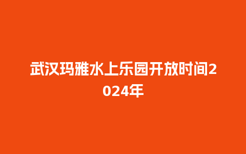 武汉玛雅水上乐园开放时间2024年