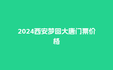 2024西安梦回大唐门票价格