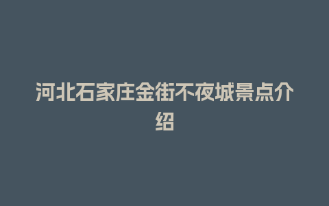 河北石家庄金街不夜城景点介绍