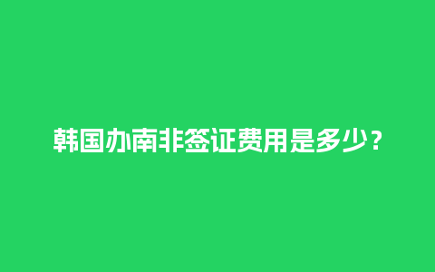 韩国办南非签证费用是多少？