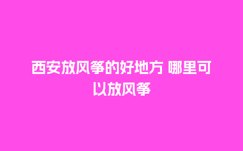 西安放风筝的好地方 哪里可以放风筝