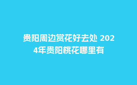 贵阳周边赏花好去处 2024年贵阳桃花哪里有