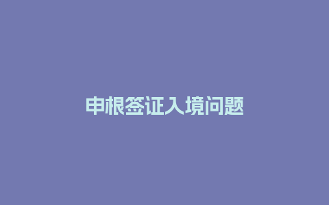 申根签证入境问题