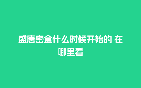 盛唐密盒什么时候开始的 在哪里看