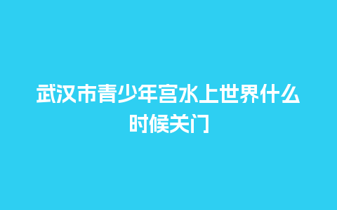 武汉市青少年宫水上世界什么时候关门