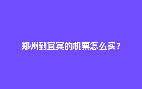 郑州到宜宾的机票怎么买？