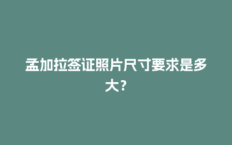 孟加拉签证照片尺寸要求是多大？