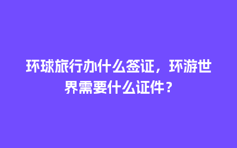 环球旅行办什么签证，环游世界需要什么证件？