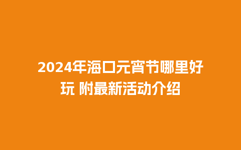 2024年海口元宵节哪里好玩 附最新活动介绍