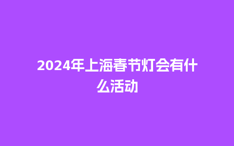 2024年上海春节灯会有什么活动