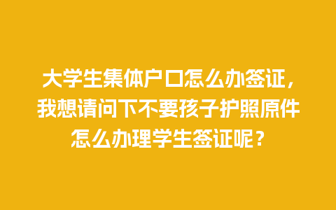 大学生集体户口怎么办签证，我想请问下不要孩子护照原件怎么办理学生签证呢？