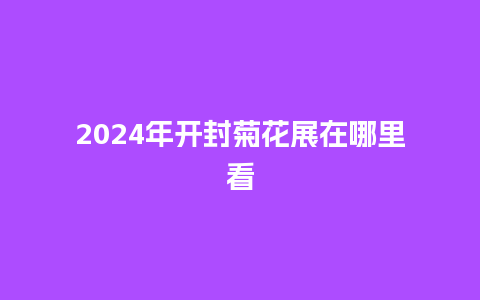 2024年开封菊花展在哪里看