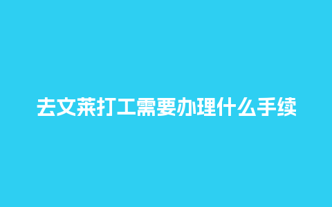 去文莱打工需要办理什么手续