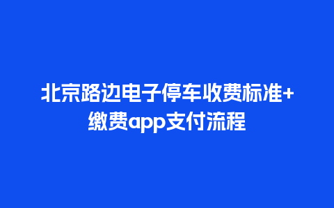 北京路边电子停车收费标准+缴费app支付流程