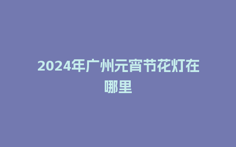 2024年广州元宵节花灯在哪里