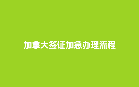 加拿大签证加急办理流程