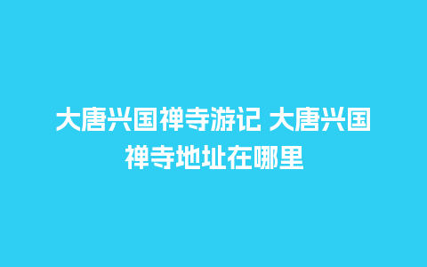 大唐兴国禅寺游记 大唐兴国禅寺地址在哪里