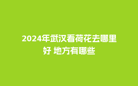 2024年武汉看荷花去哪里好 地方有哪些