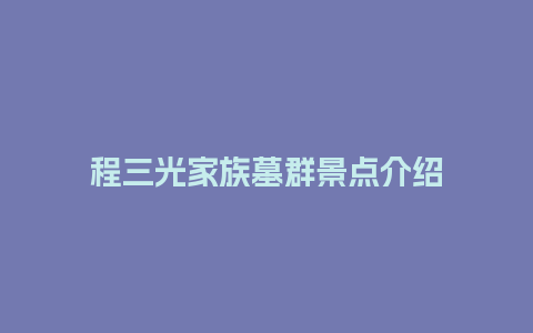 程三光家族墓群景点介绍