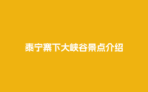 泰宁寨下大峡谷景点介绍