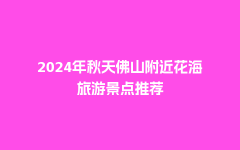 2024年秋天佛山附近花海旅游景点推荐