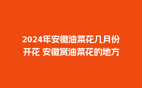 2024年安徽油菜花几月份开花 安徽赏油菜花的地方