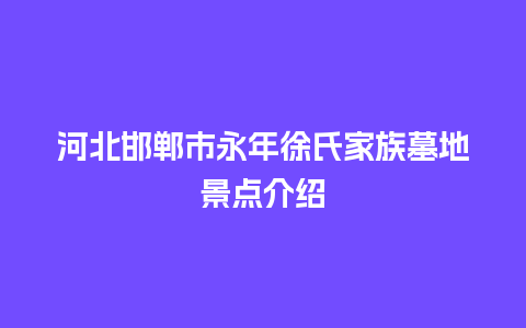 河北邯郸市永年徐氏家族墓地景点介绍