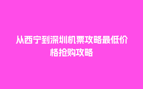 从西宁到深圳机票攻略最低价格抢购攻略