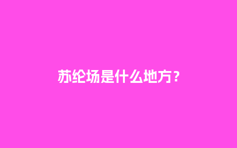 苏纶场是什么地方？