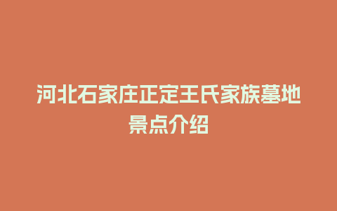 河北石家庄正定王氏家族墓地景点介绍