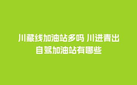 川藏线加油站多吗 川进青出自驾加油站有哪些