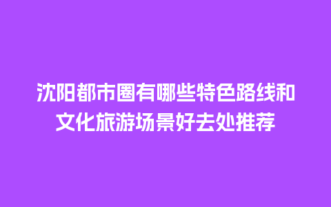 沈阳都市圈有哪些特色路线和文化旅游场景好去处推荐