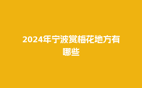 2024年宁波赏梅花地方有哪些