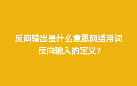 反向输出是什么意思网络用词 反向输入的定义？