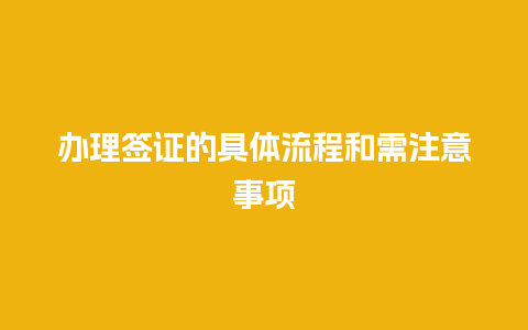 办理签证的具体流程和需注意事项