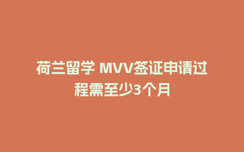 荷兰留学 MVV签证申请过程需至少3个月