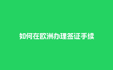 如何在欧洲办理签证手续