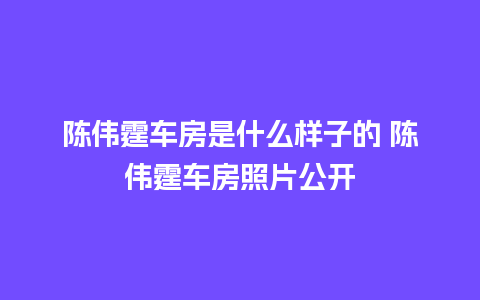 陈伟霆车房是什么样子的 陈伟霆车房照片公开