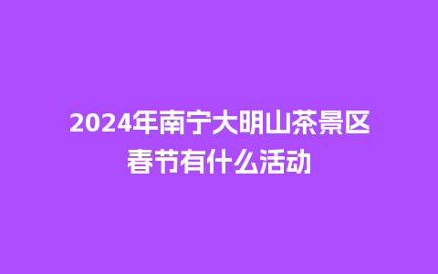 2024年南宁大明山茶景区春节有什么活动